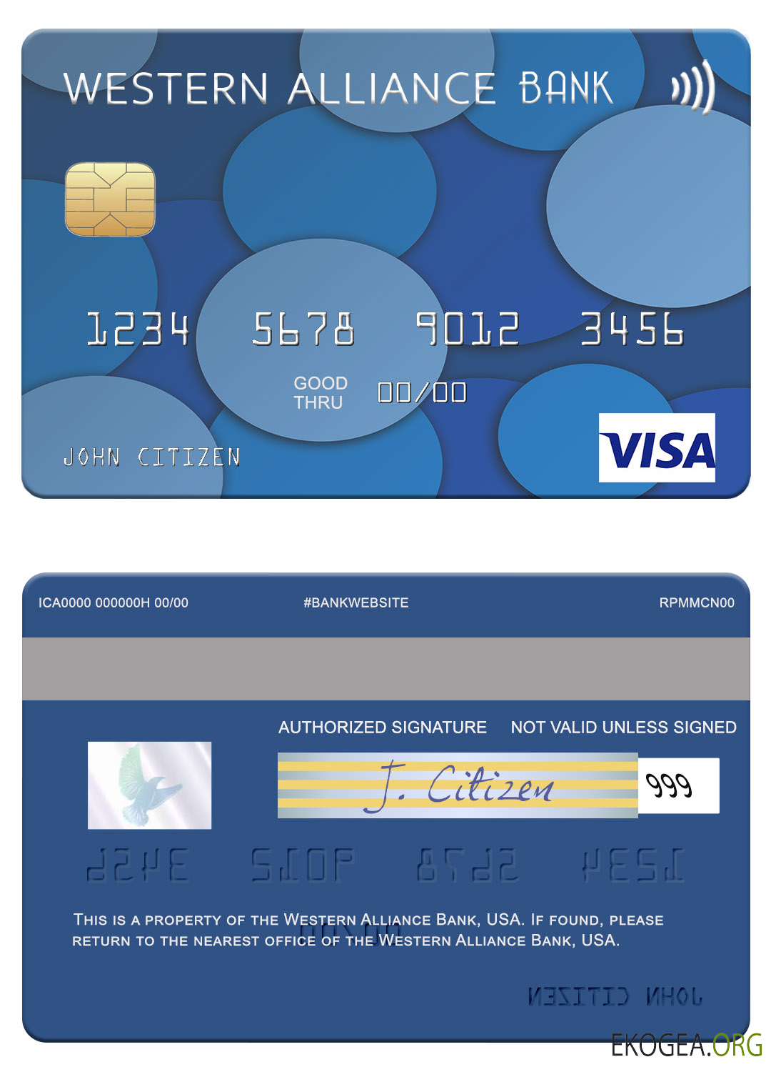 Carte visa de la Western Alliance Bank des États Unis